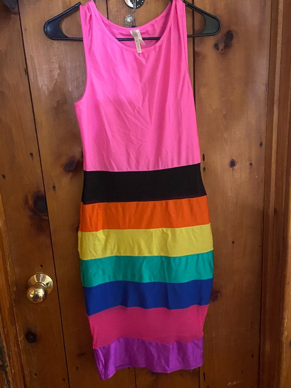 KTOO Vibrant sleeveless rainbow colorblock mini dress